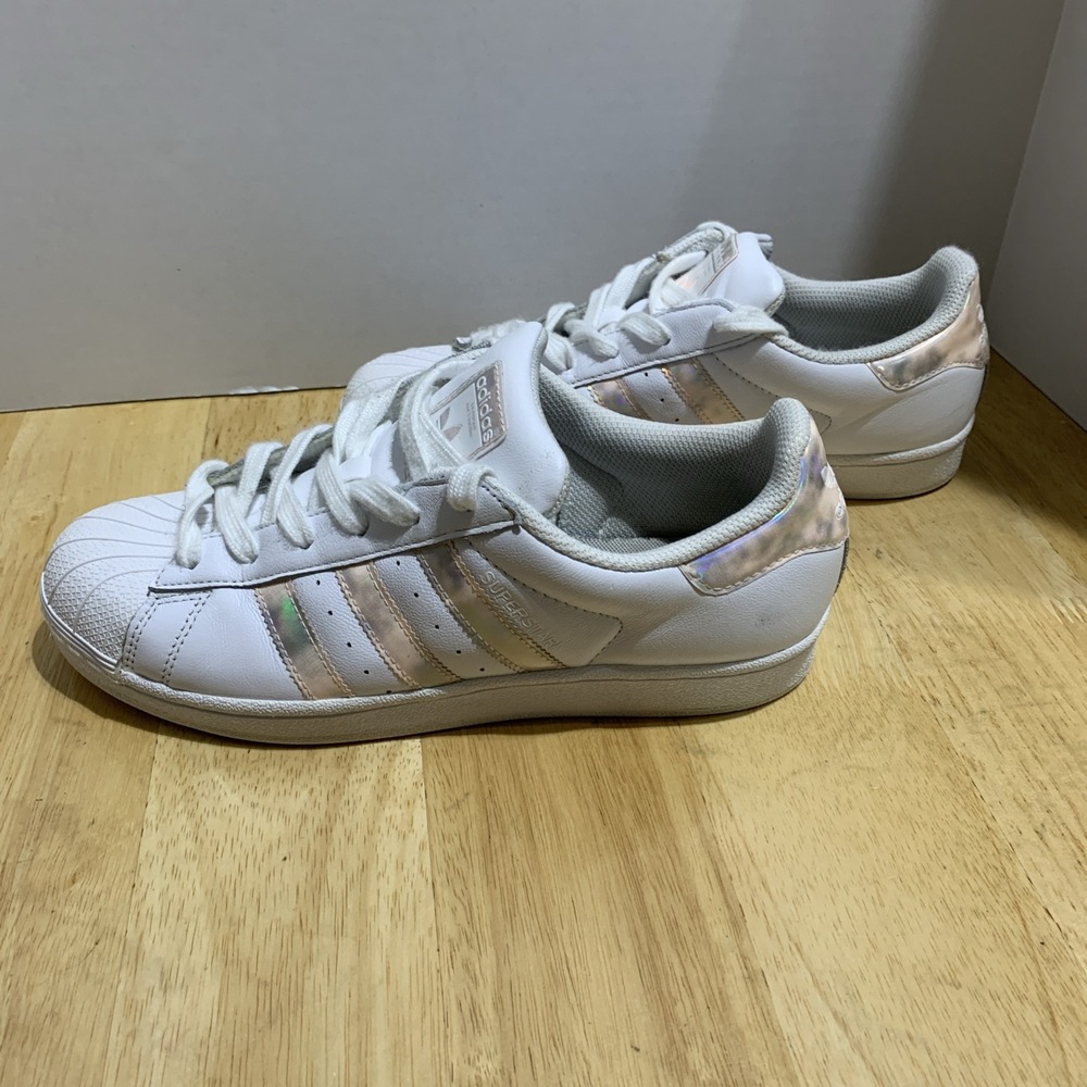 Adidas Superstar Shoes Youth 6.5‎ Girls Low Top Lace Up Sneakers White Leather